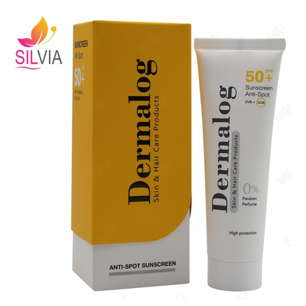 کرم ضد آفتاب و ضد لک بی رنگ پوست چرب درمالوگ SPF50 حجم 50 میلی لیتر